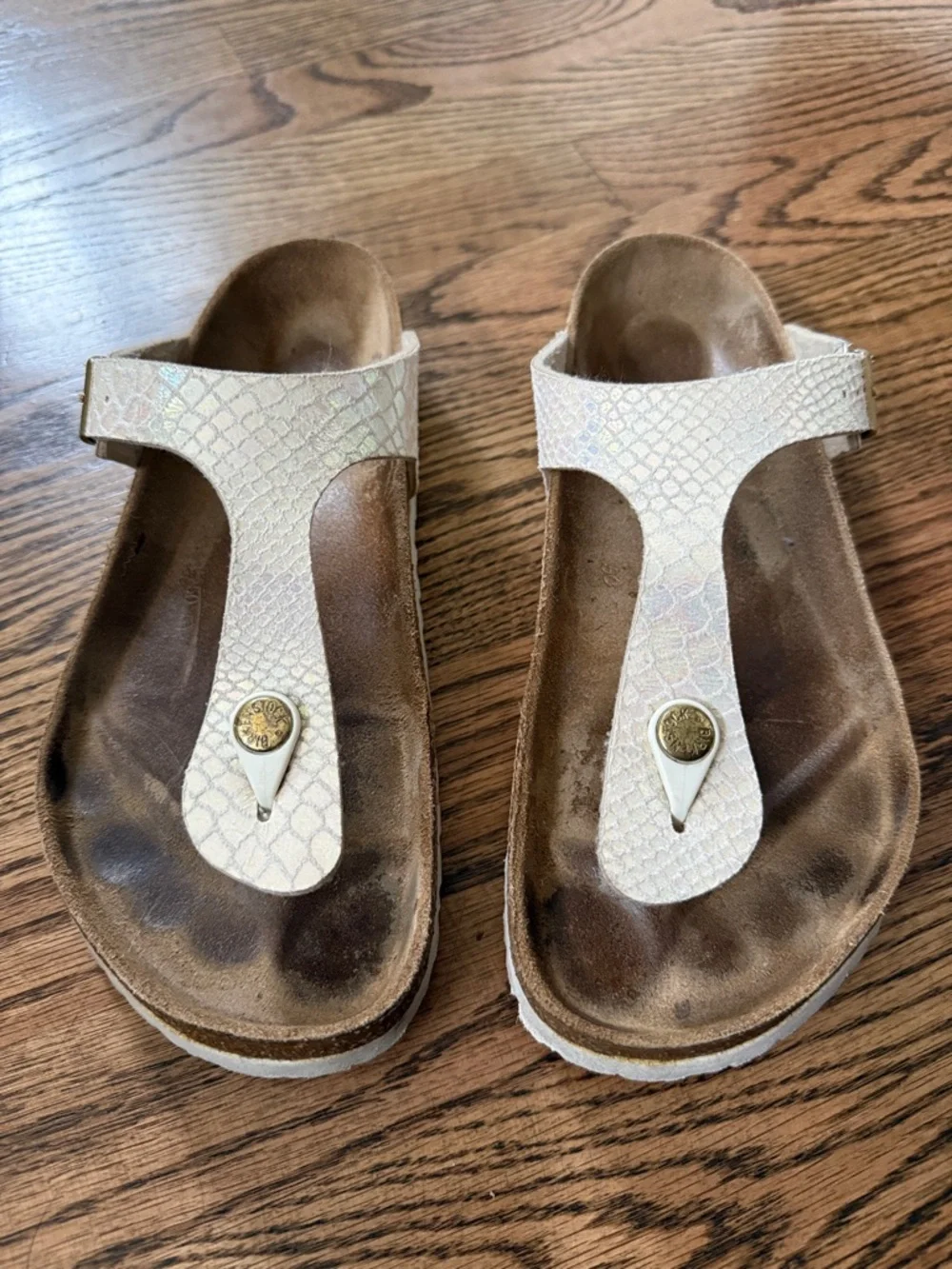 Birkenstock Gizeh Women's Thong Sandal - White Snake Print Size 39 - Picture 2 of 5